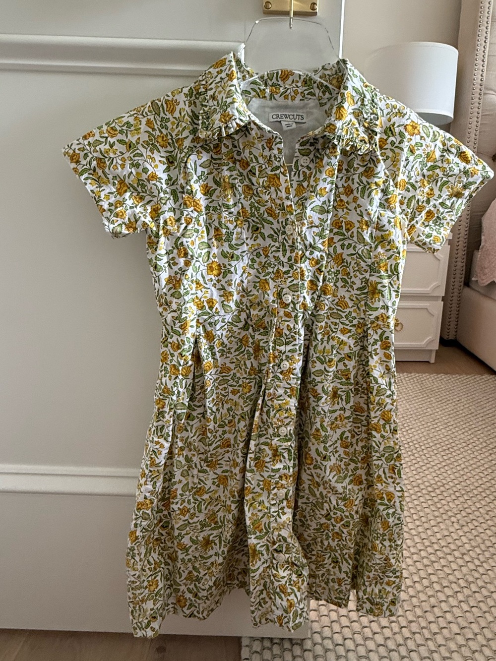 Crewcuts White Dress with Yellow Floral Print